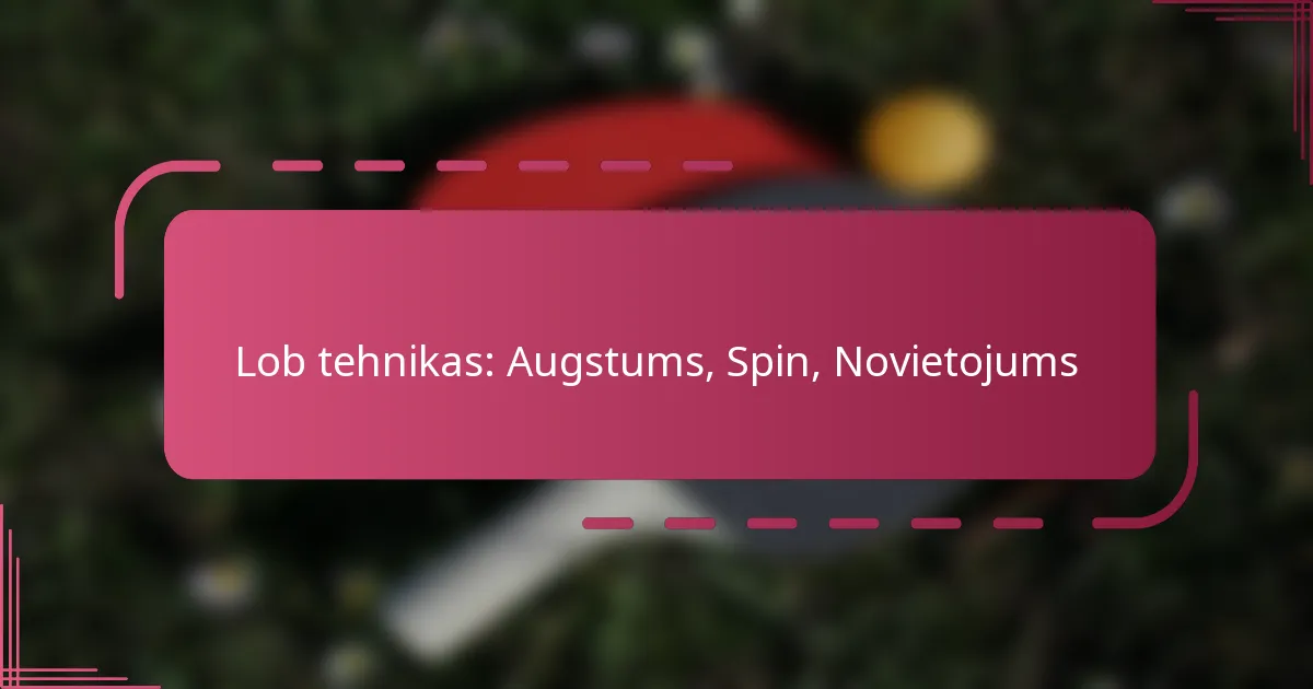 Lob tehnikas: Augstums, Spin, Novietojums