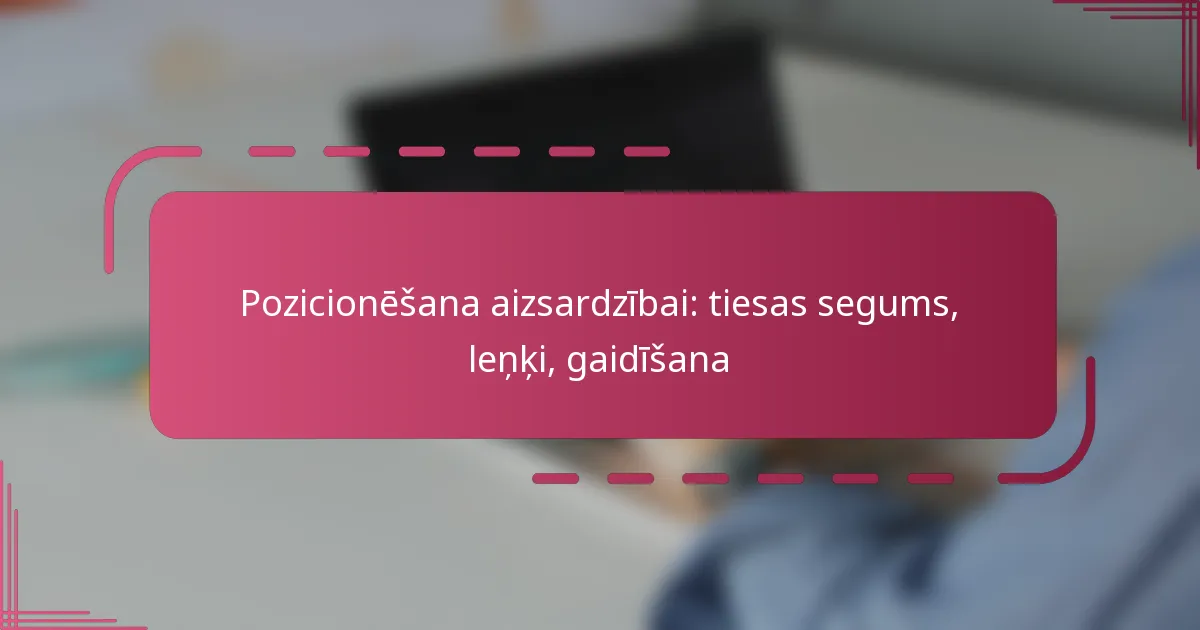 Pozicionēšana aizsardzībai: tiesas segums, leņķi, gaidīšana