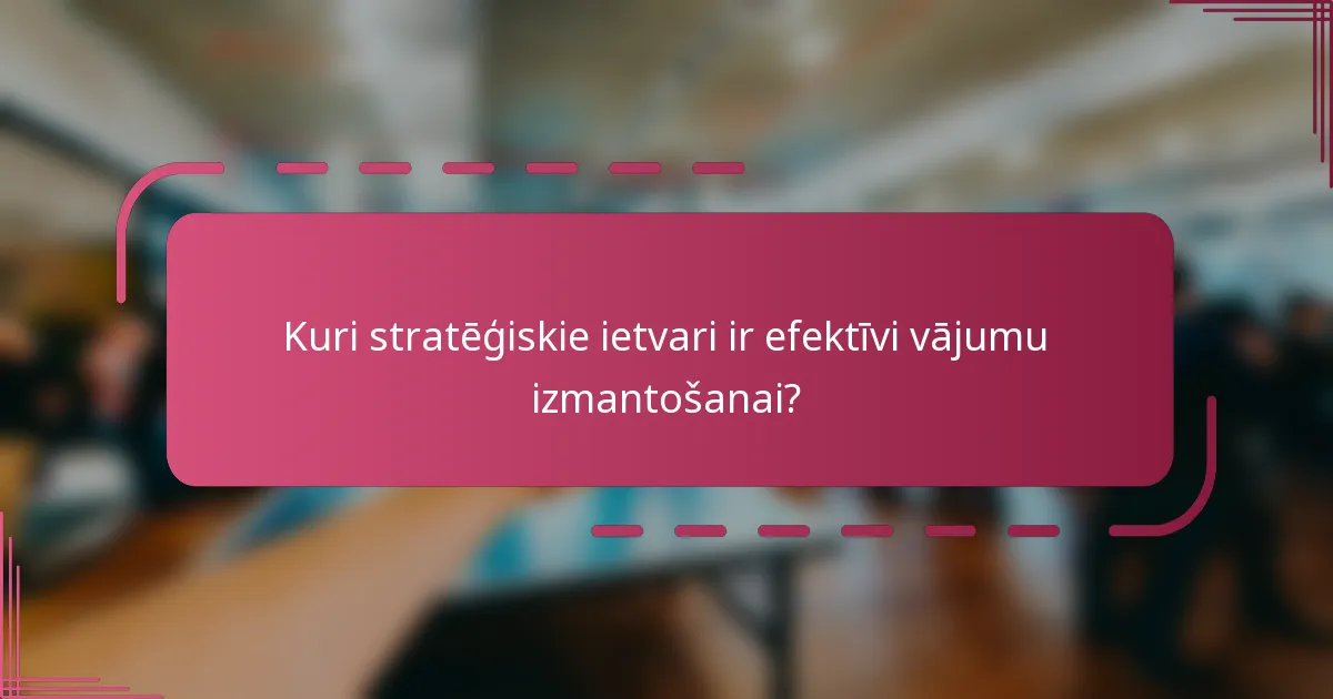 Kuri stratēģiskie ietvari ir efektīvi vājumu izmantošanai?